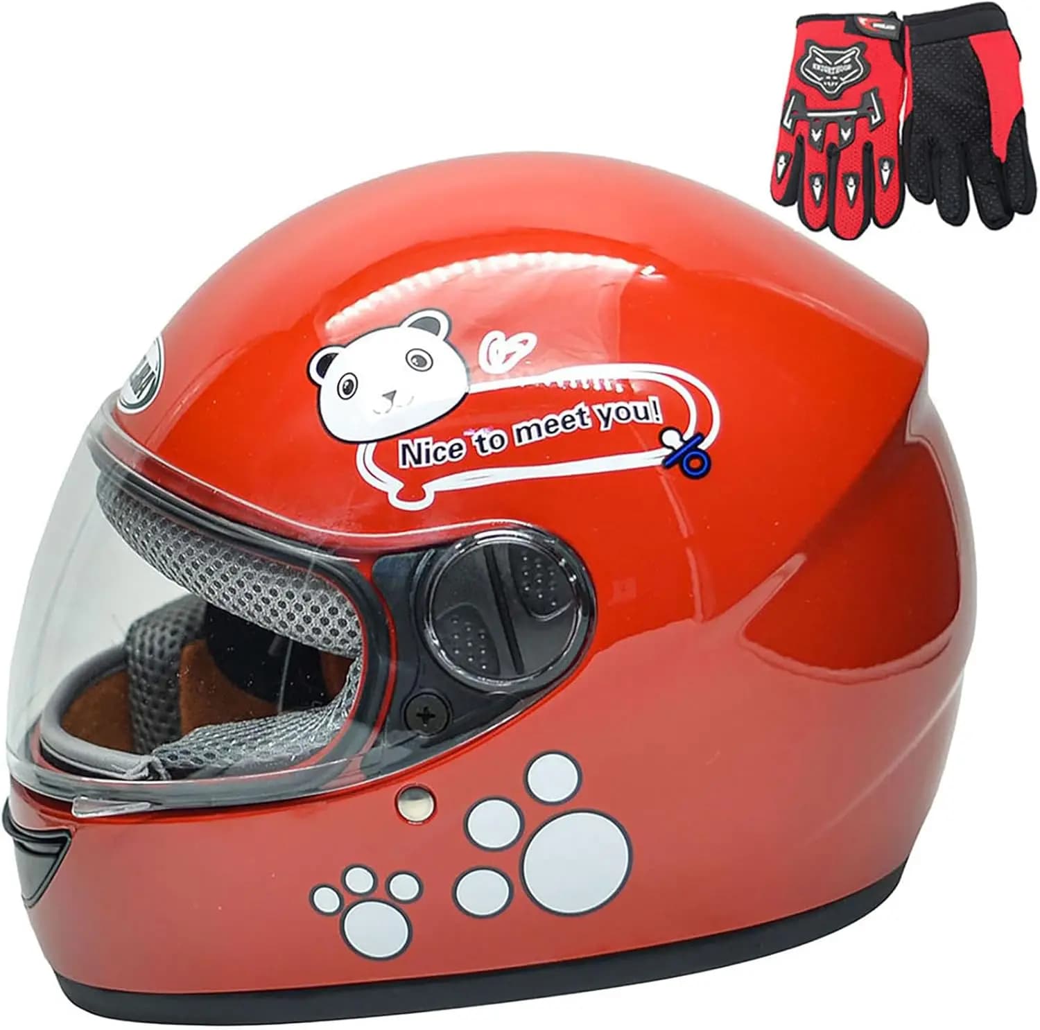 Bicycle Helmet for Children with Gloves, for Age 3-6 years, Suitable for Scooter, Moto, ATV, Quad