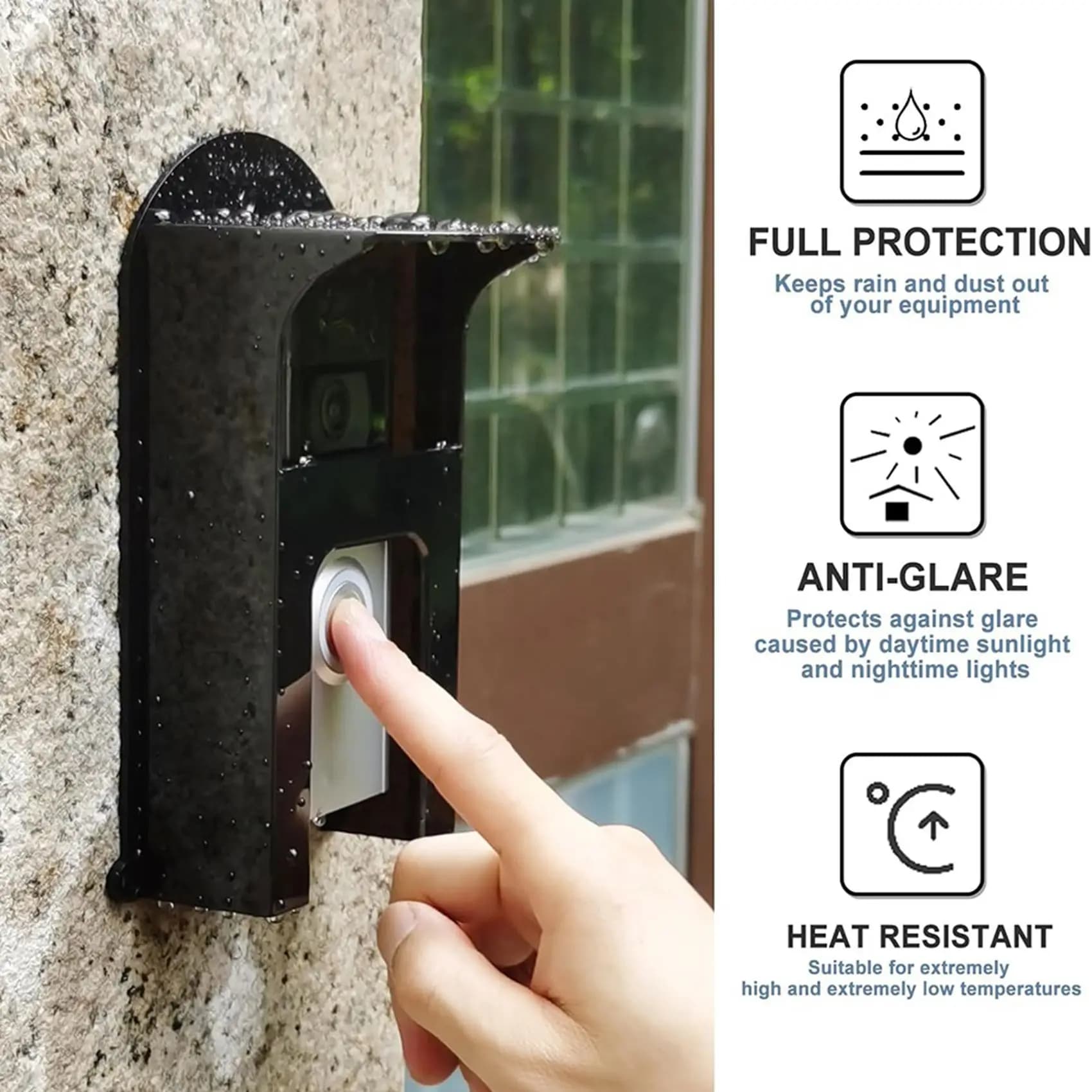 【Festival】2X Copertura antipioggia per campanello in plastica nera per modelli Ring, protezione impermeabile per campanelli video