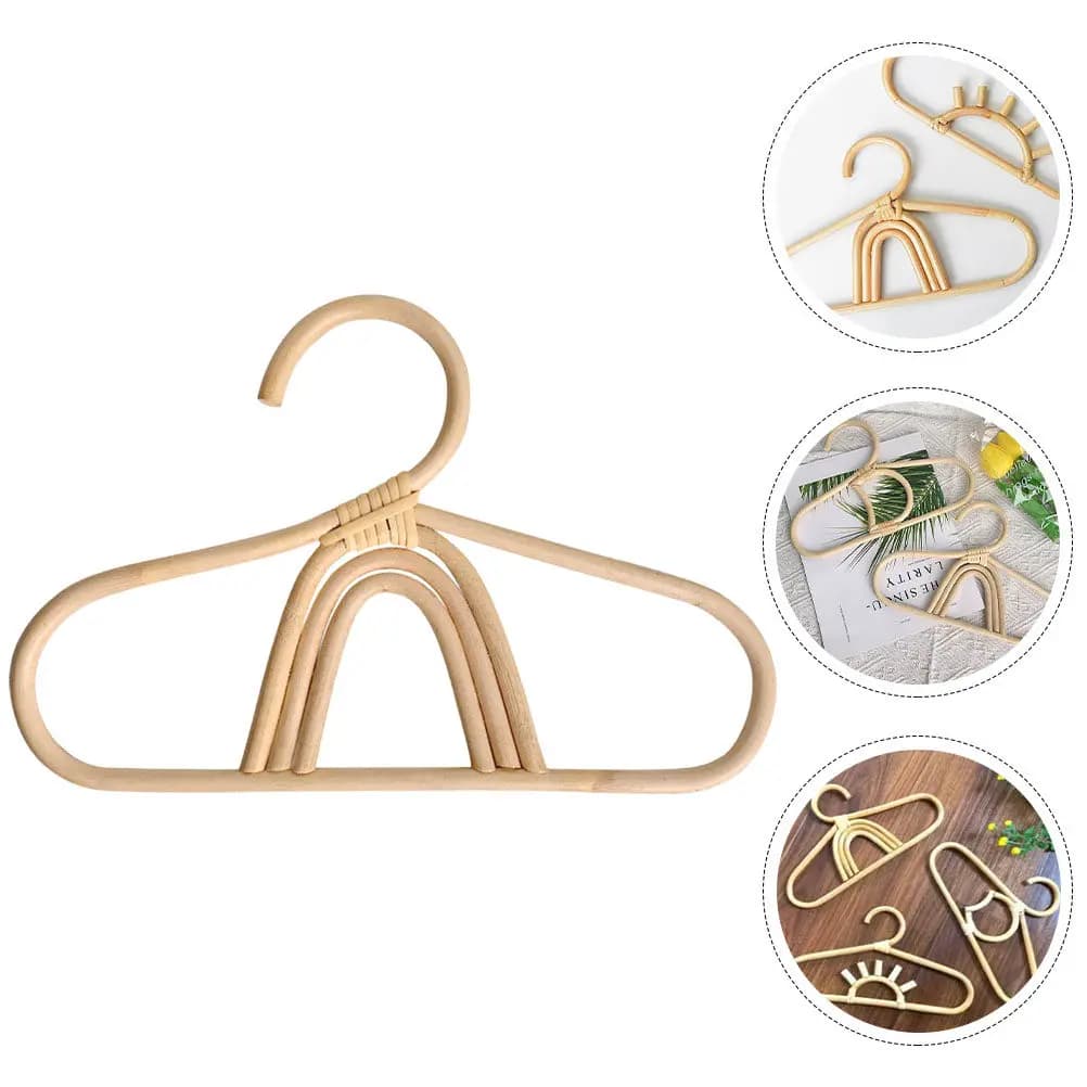 Appendiabiti in Rattan Leggero in Fibra Naturale per Vestiti e Camicie, Salvaspazio Compatto per Armadietti e Guardaroba