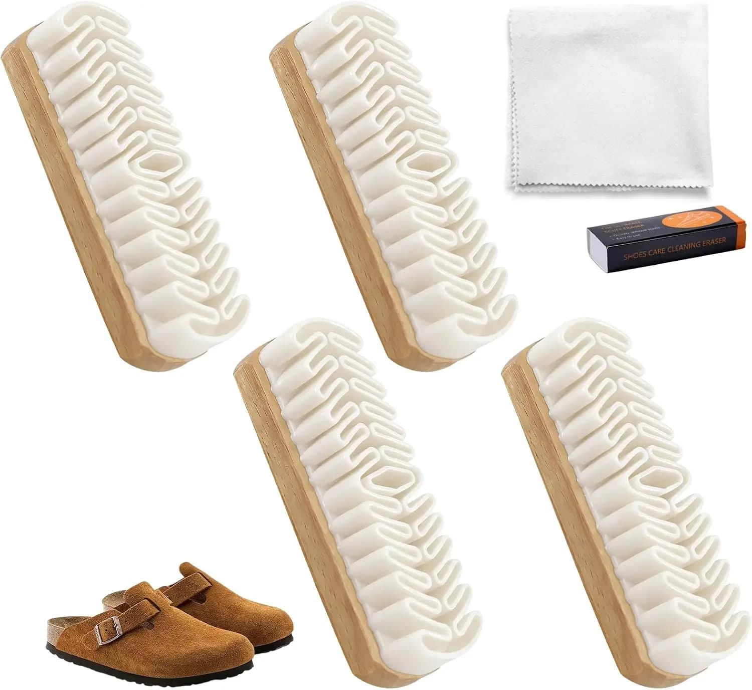 Set di 4 Spazzole in Silicone per Scarpe in Pelle Scamosciata con Gomma per Camoscio e Panno per la Pulizia, Set di Spazzole per Pulizia Nubuck per Scarpe in Pelle Scamosciata, Stivali, Sneaker