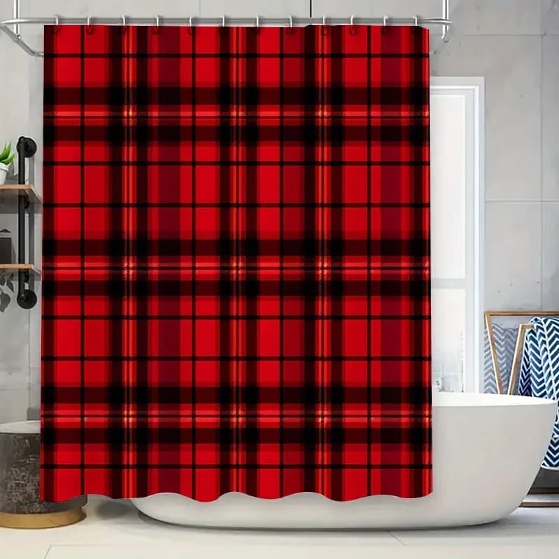 Tenda da doccia da bagno scozzese con strisce colorate per l'arredamento del bagno Personalizzazione delle dimensioni del tessuto impermeabile disponibile