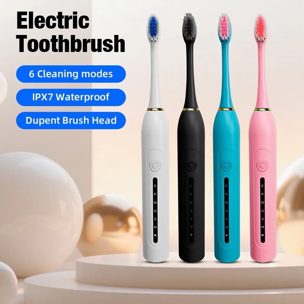 TOWODE Spazzolino elettrico intelligente Spazzolino da denti con temporizzazione USB ricaricabile Denti puliti Sbiancamento Spazzolino sonico con sostituzione