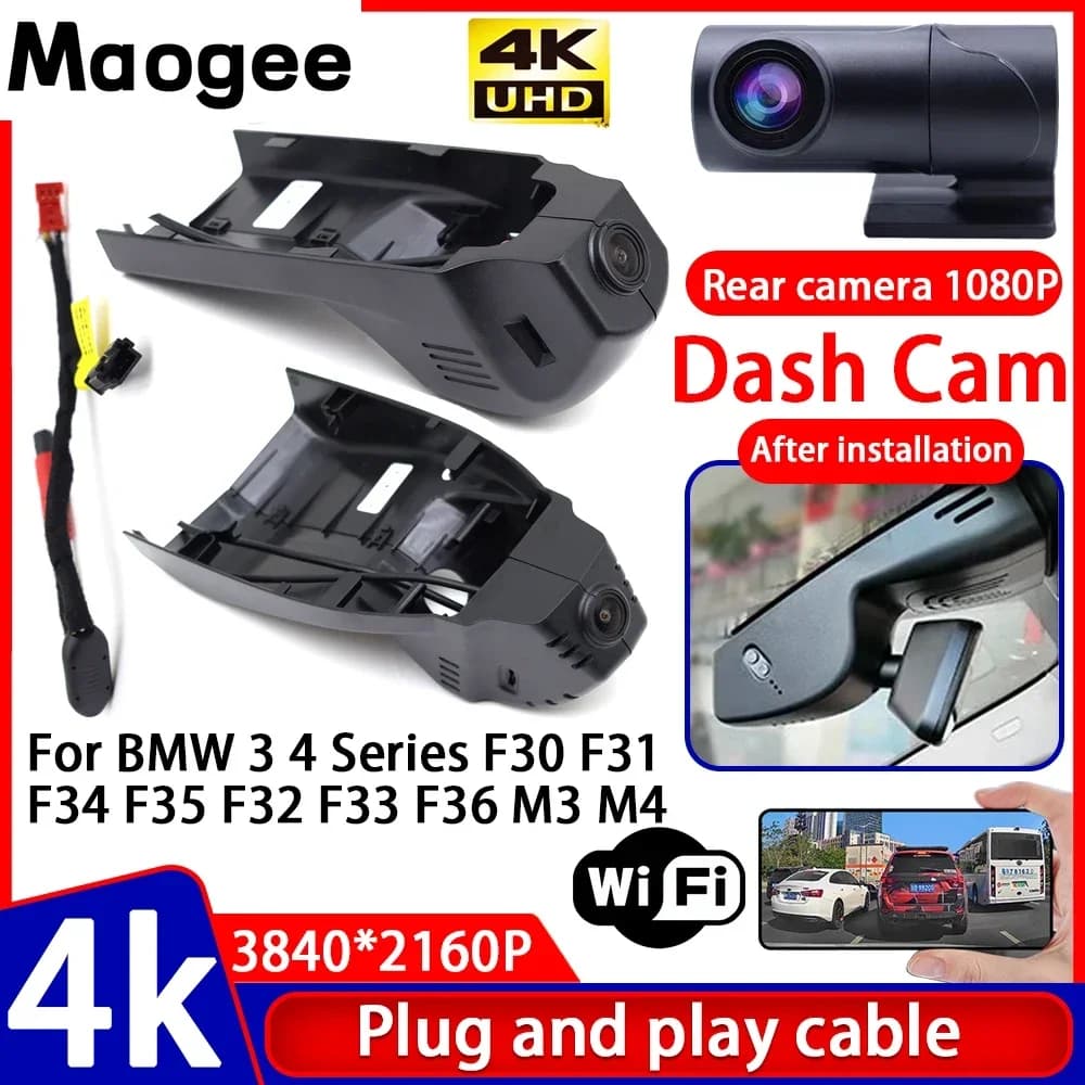 4K UHD Plug and Play, Dash Cam for Auto BMW Series 3 and 4, Models F30 F31 F35 F32 F33 F36 M3 M4