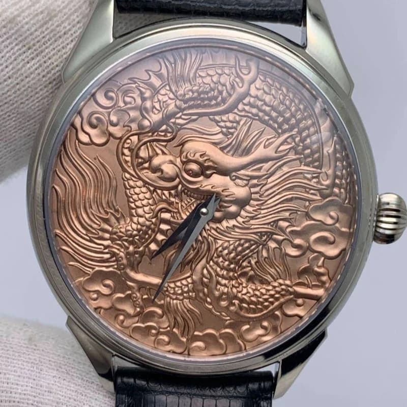 Orologio Meccanico da Uomo Beijing, Quadrante con Drago Inciso, Orologio Meccanico a Carica Manuale