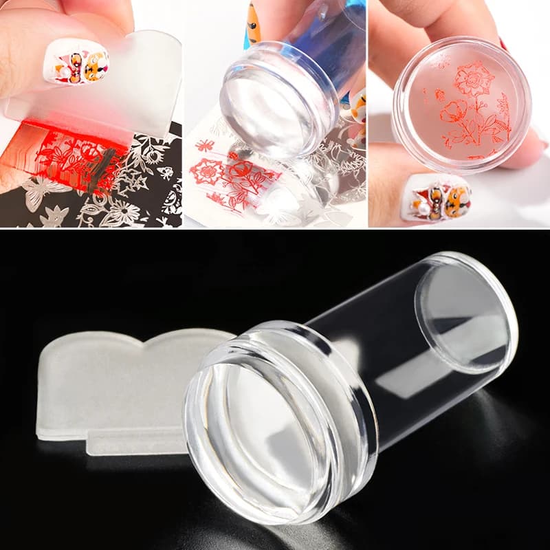 Nail Art Kit in Transparent Silicone, Print for French Manicure, Stencil for Nail Art, Stamp, Scratch