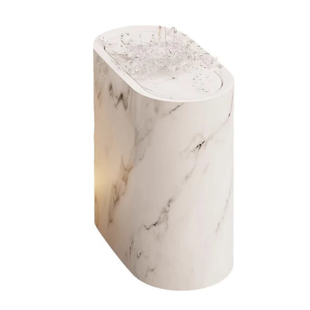 Cestino per rifiuti in plastica stretto con coperchio, bidone sottile per spazi ristretti, struttura a doppio tubo che previene le perdite, elegante aspetto effetto marmo e legno