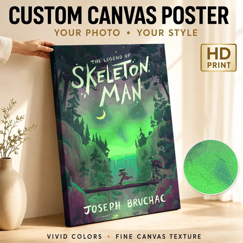 The Legend of Skeleton Man Book Cover Canvas Painting Poster Personalized Photo Modern Pop Culture Wall Art for Man Cave Decor