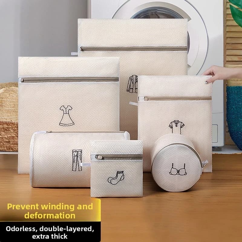 1-6PCS White Durable Honeycomb Mesh Laundry Bags Delicates Double-layer Bra Care Bag Set Net Fabric Reusable Delicate Wash Bag