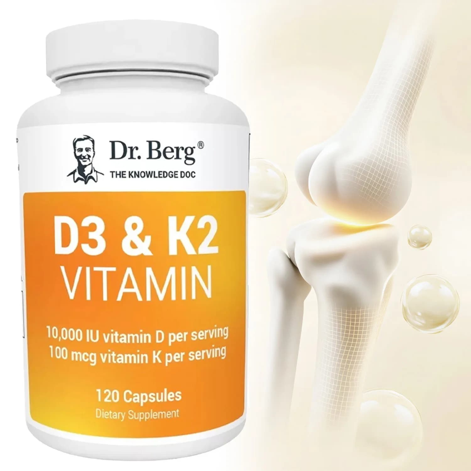 Vitamin D3 and K2 Capsules - Supports Circulation, for Bones, Articulations, Tooths, Skin and Health Immunitaria, Integrator for Human Support