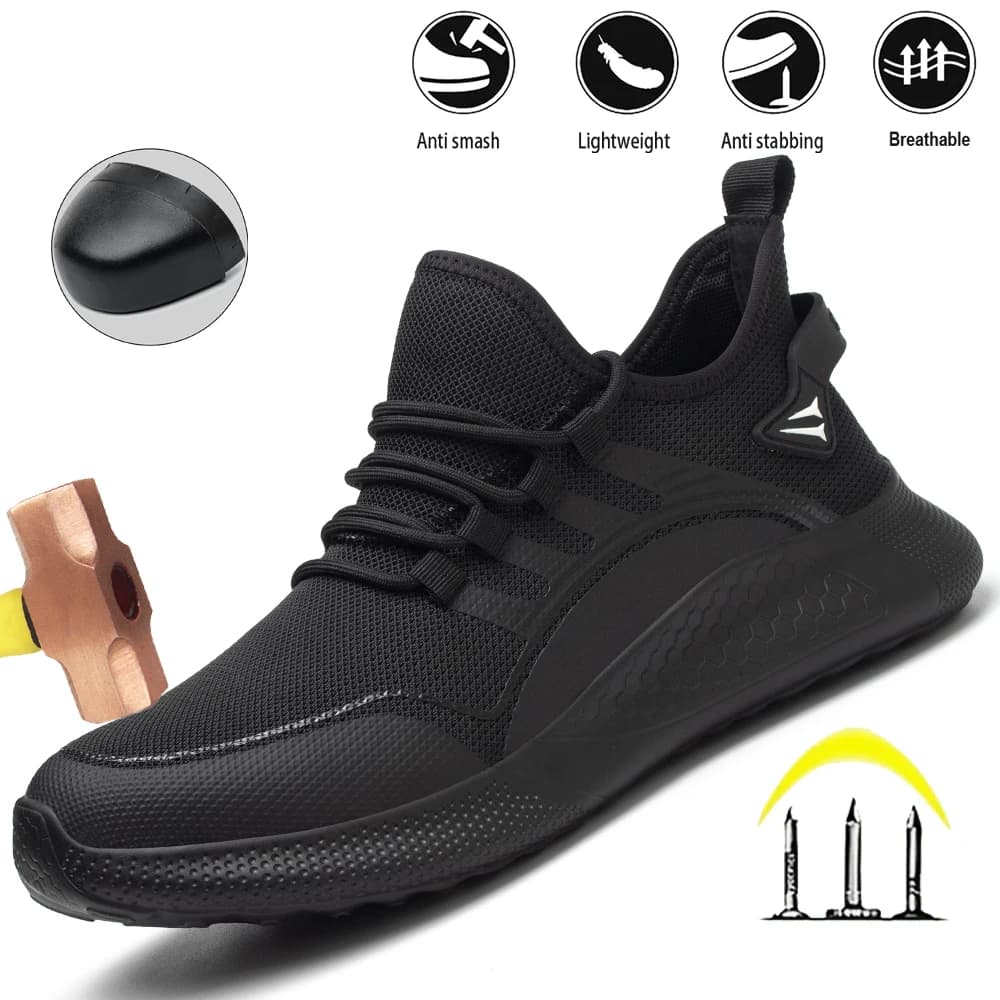Scarpe antinfortunistiche da uomo per stivali antinfortunistici da lavoro Proteggi scarpe da ginnastica da lavoro sportive traspiranti anti-sfondamento con punta in acciaio Stivali di sicurezza per l'edilizia