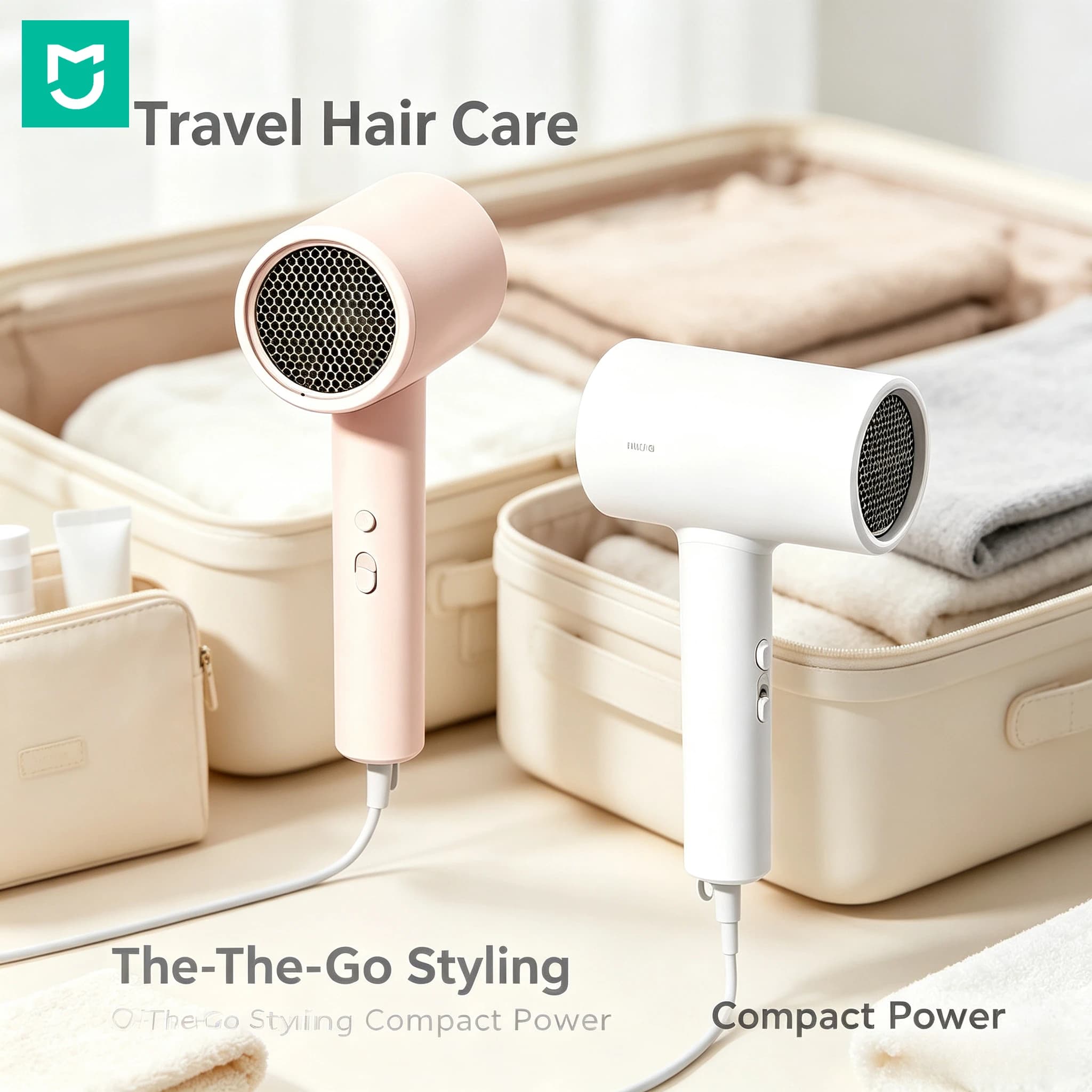 Mijia Portable Hair Dryer H101 Foldable 50‑Million Negative Ions Quick Drying Compact Ionic Hair Dryer for Home & Travel Use