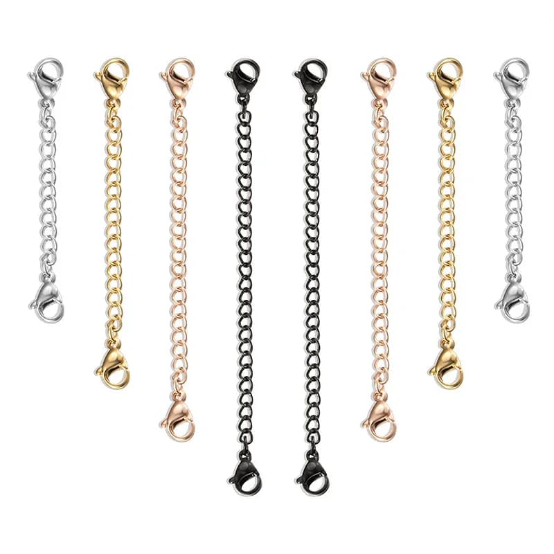 5 pezzi di catena di estensione per collana con chiusura a moschettone in acciaio inossidabile color oro per gioielli fai da te che realizzano estensori per coda di collana con bracciale