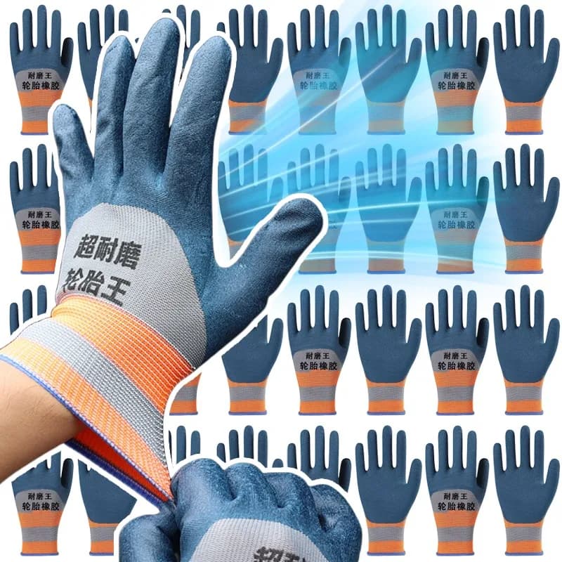 1/5pairs Protection Homework Gloves Rubber Gardening Handling Worker Safety Gloves Wear-resistant Anti Slip Breathable Glove