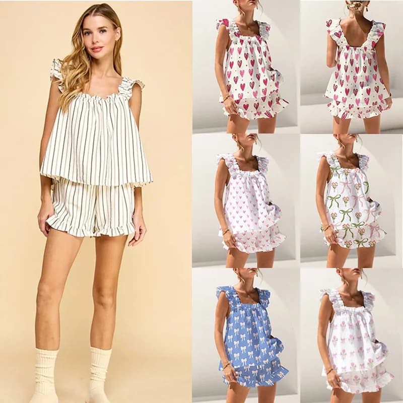 Casual Comfortable Printed Vest Shorts Set Women's Fashion 2025 Cross-Border New Arrival Personalized Style Breathable Material
