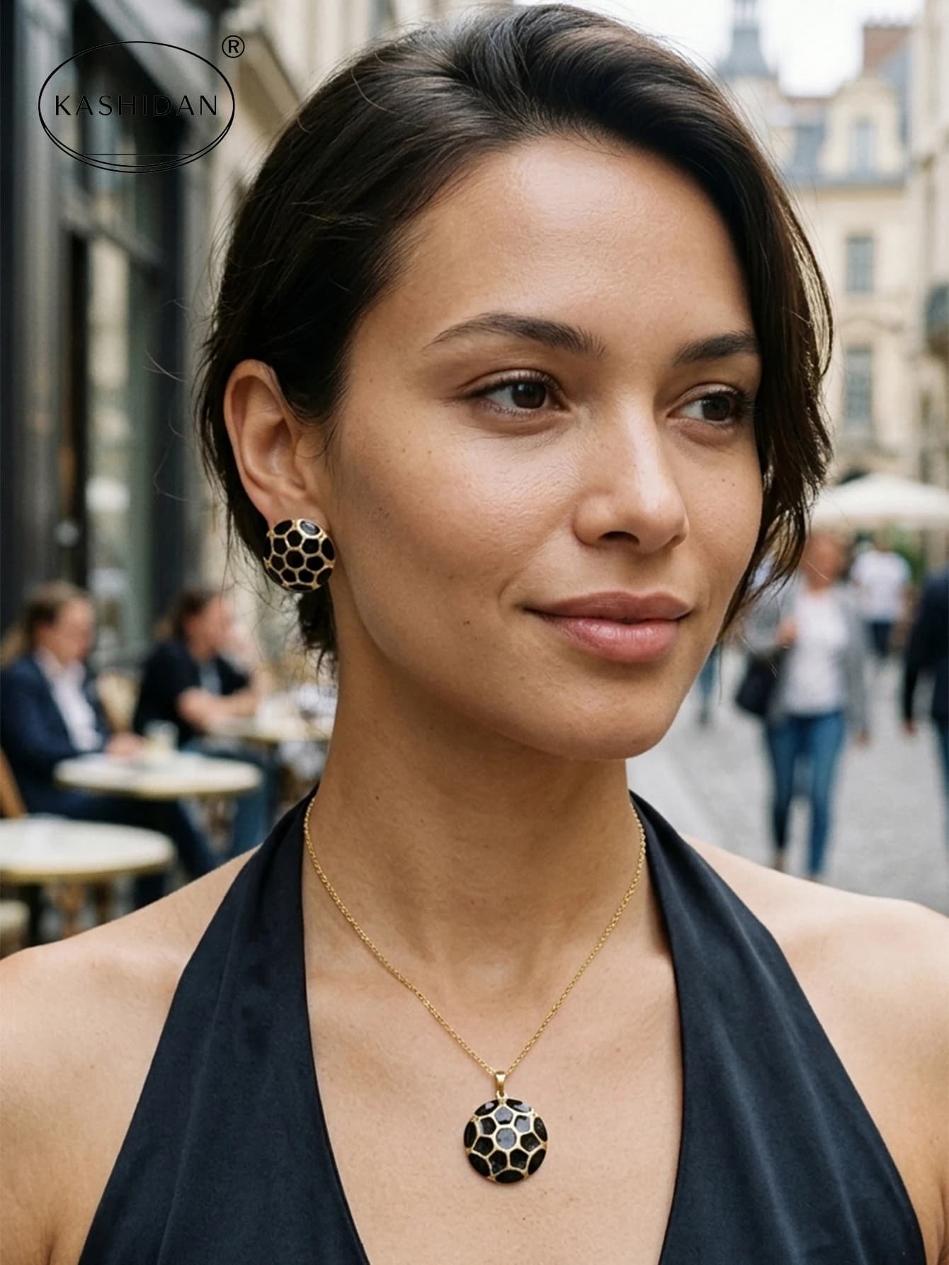Vintage Style Round Ball Stud Earrings and Necklace Set, Stainless Steel Waterproof Hypoallergenic Women's Jewelry Gift