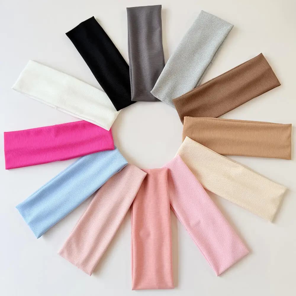 Fascia per capelli filettata sportiva da yoga, ampio foulard assorbente il sudore, fascia elastica tinta unita da donna, accessorio per capelli