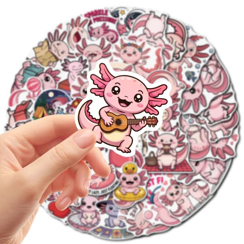 100 Pieces Wall decal Salamandra Shaped Carini, Waterproof, For Water Bottles, Laptop, Guitar, Helmet, Baggage, Bicycle, Telephone, Children's Toys