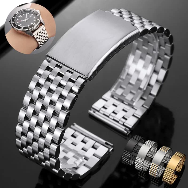 20/22mm Stainless Steel Watch Band Five Link Metal Replacement Strap for Omega for Seiko Bracelet for Business Mens Watches Belt
