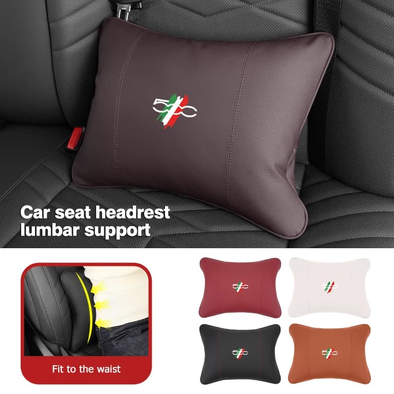 Car Lumbar Support Neck Pillow Waist Support Backrest Cushion For Fiat Abarth Abarth 124 Abarth 595 500X 500L