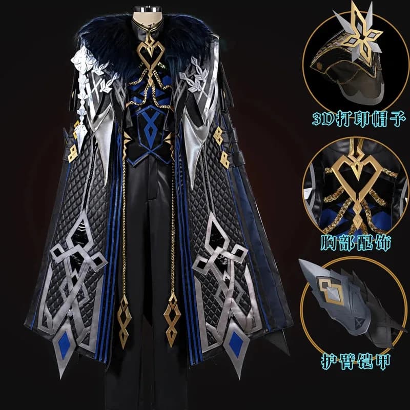 Gioco Genshin Impact Il Capitano Costume Cosplay Il Capitano Mantello Uniforme Maschera Undici Fatui Harbingers Natlan Halloween Partyx;8