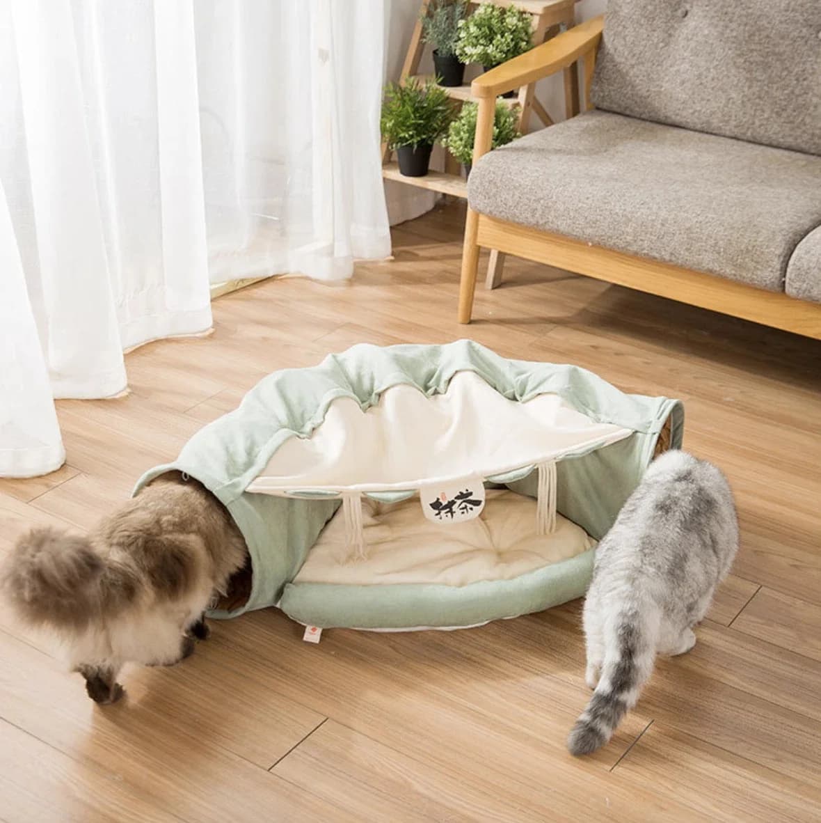 Biancheria da letto per dormire con cuscino morbido per tunnel nascosto pieghevole per gatti di grandi dimensioni, 4 colori per animali domestici