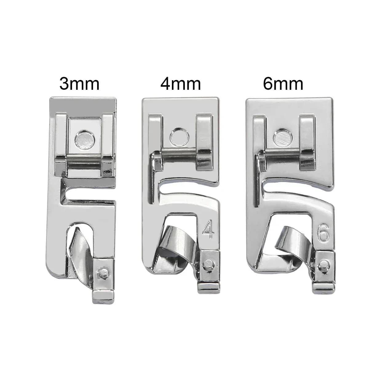 Set piedino per orlo arrotolato 3mm 4mm 6mm piedino per orlo stretto per macchina da cucire Serger Overlock strumento artigianale domestico