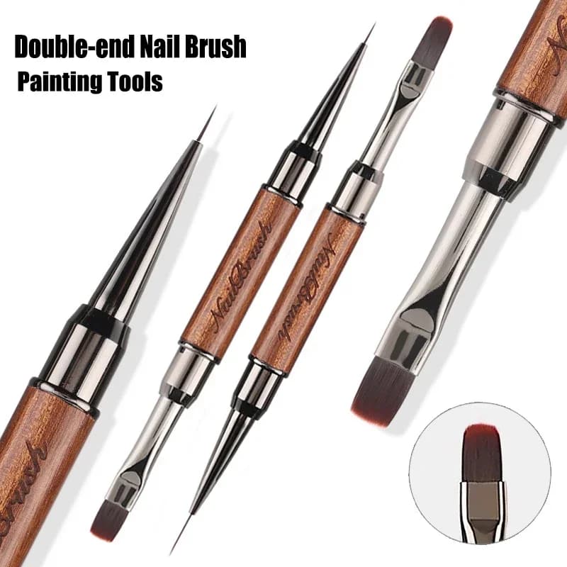 Pennello Doppia Punta per Colla Unghie, Pennello Gel UV per Fototerapia, Pennello per Nail Art Acrilico, Pennello Liner per Gel Extension, Strumento per Manicure