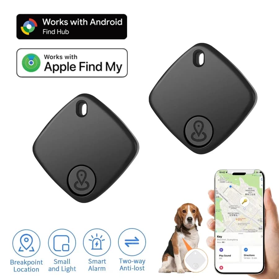 Bluetooth GPS Tracker Finder Anti-Lost Device for Pet Kids Bag Wallet Luggage Locator Works with Android Google iOS Find My app