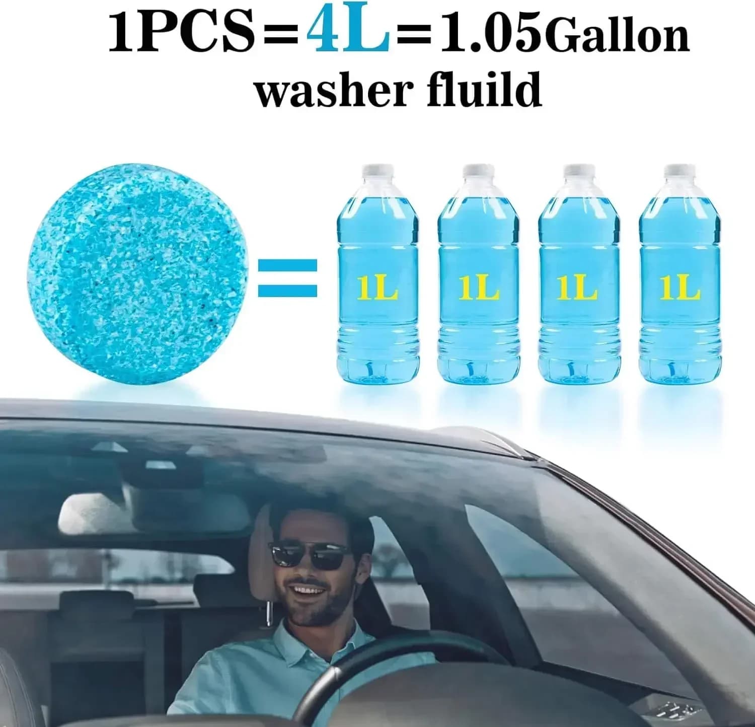 100-20 Pezzi Pastiglie Concentrate Effervescenti per Liquido Lavavetri Auto, Compresse Solide per Pulizia Vetri Auto e Finestre
