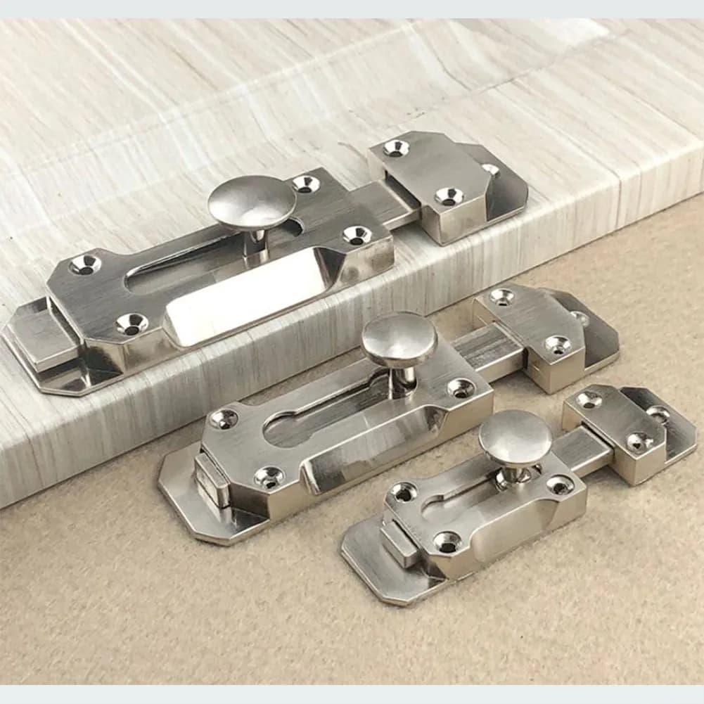 Door Lock Slide Bolt 3 45 Inch Brushed Nickel for Bathroom Toilet Internal Doors Cupboards and Storage Security