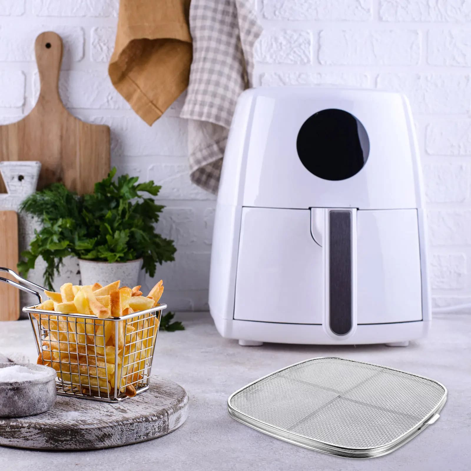 8.4 Dustproof Stainless Steel Square Powders for Air Fryer, Anti-Oil Protection and Anti-Drinkling