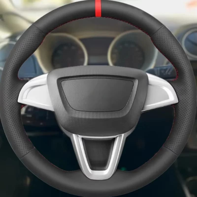 Customized NonSlip Black Microfibre Leather 6J Mii 2012-2020 Car Interior Accessories Car Steering Wheel Cover For Seat Ibiza