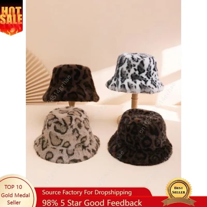 Nuovo Cappello Invernale in Peluche con Stampa Leopardata, Berretto Protettivo per le Orecchie Stile Street, Copricapo Trendy per Esterni
