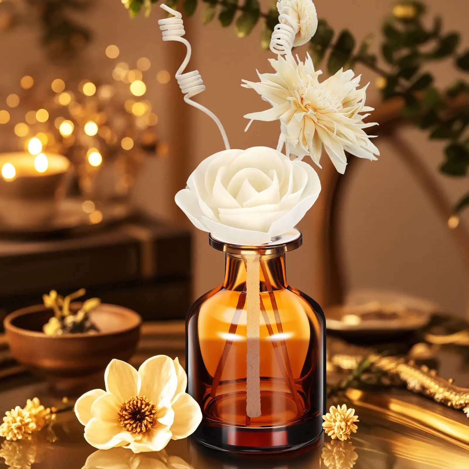2Pcs Artificial Flower Diffuser Sticks Premium Cotton Rope Tung Flower Material for Essential Oil Diffuser Home Decor