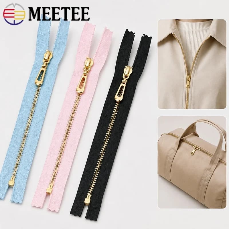 5Pcs 3# 40/60/70cm Metal Open-End Zipper Coat Front Zip Jacket Fastener Outerwear Sewing Zippers Replacement Tailor Accessories