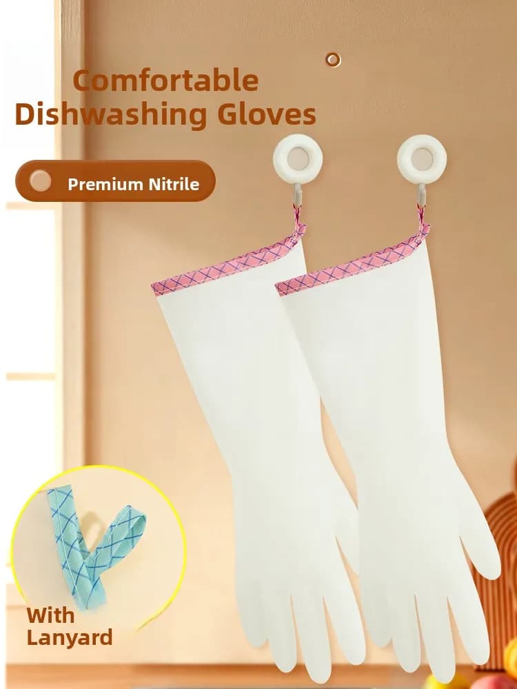 Guanti in Nitrile Rinforzati per Lavaggio e Pulizie Domestiche, Guanti in Lattice Resistenti e Impermeabili per Lavori in Cucina