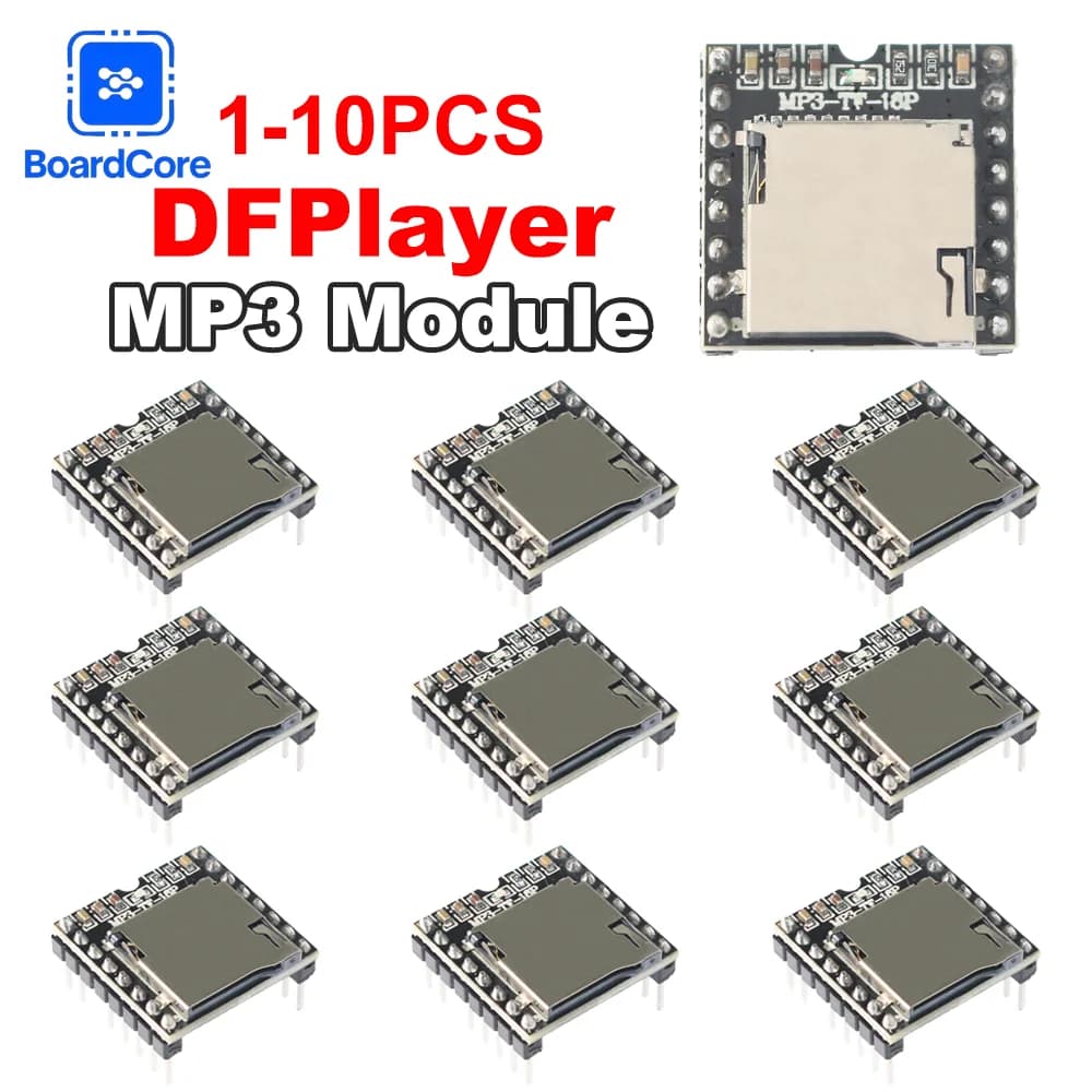 1-10 Pieces MP3 DFPlayer Mini Module with UART Control, Audio Player for SD/TF Cards, 3.3V-5V, IO Serial Door, MP3-TF-16P Vocal Card for Arduino