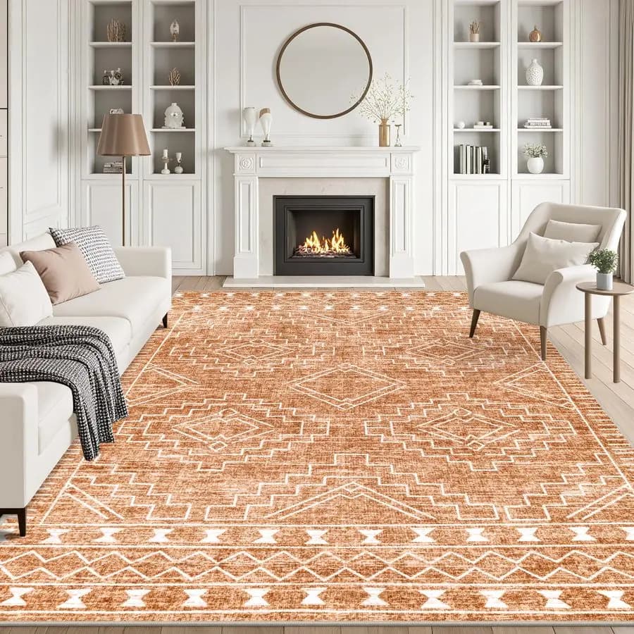 Area Rugs Living Room Rug Washable Rug Neutral Lagre Soft Thin Carpet Indoor Floor Non Slip Boho Geometric Moroccan Carpets for
