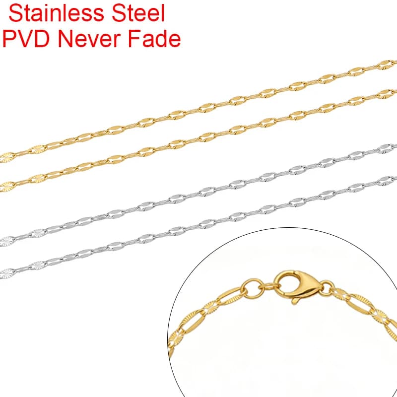 Catene per Collane in Acciaio Inossidabile da 2m di Diametro, Spessore 1.7mm, Lotto all'Ingrosso, Non Sbiadiscono, Catene PVD per Bracciali, Accessori per Creazione di Gioielli Fai-da-Te