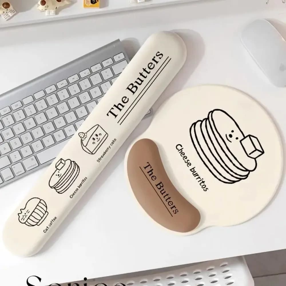 Tappetino da Scrivania Kawaii, Tappetino per Mouse Creativo e Carino, Poggiapolsi per Ufficio, Poggiapolsi in Memory Foam per Tastiera, Set Protezione Polso per Studio, Mousepad