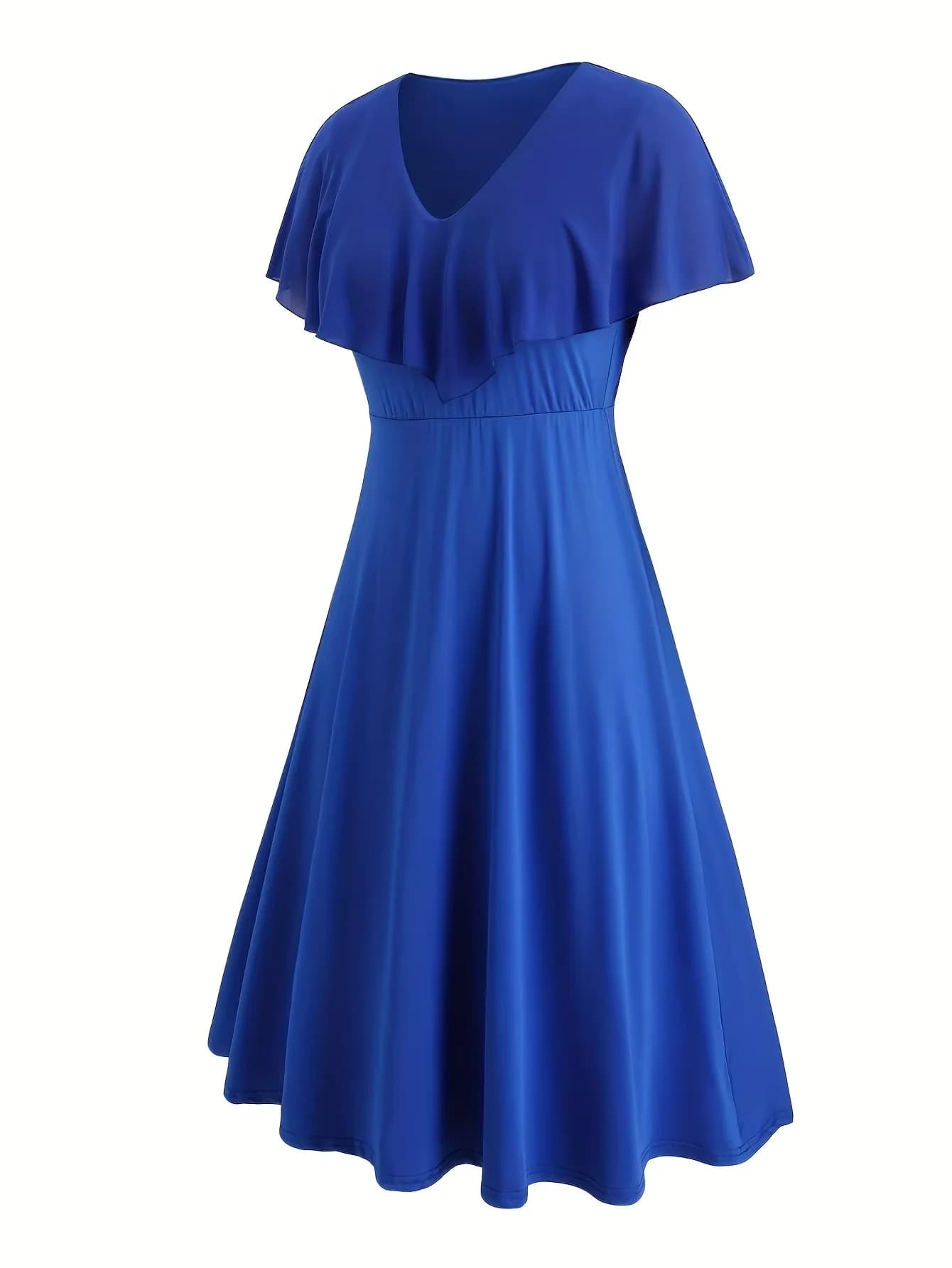 Abito Plus-Size Blu Royal 2026 Stile New York con Vita Stretta, Effetto Snellente ed Eleganza Raffinata