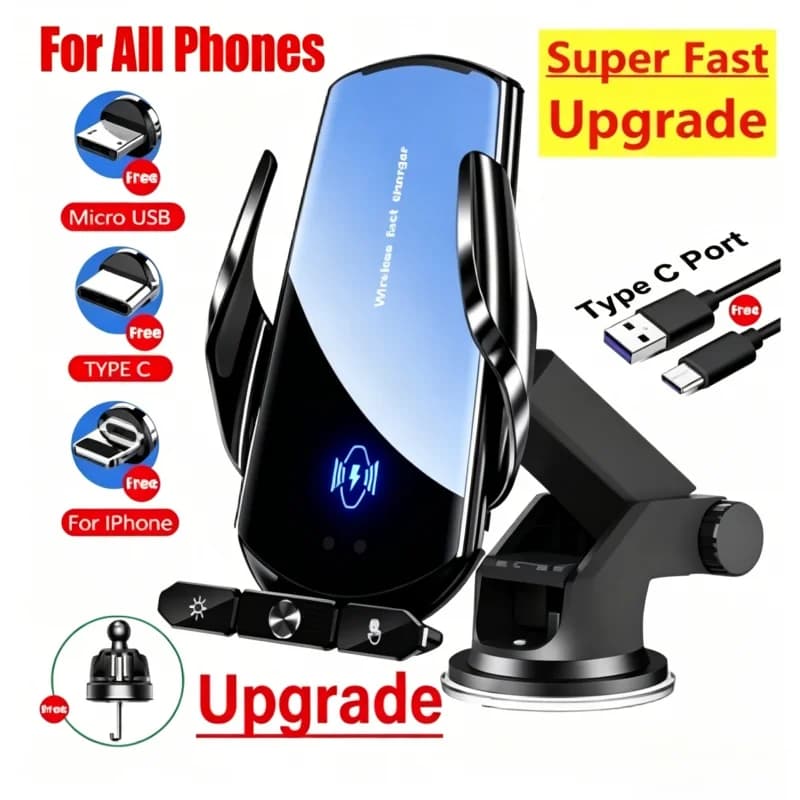 Supporto Magnetico per Telefono con Caricatore Wireless per Auto, Ricarica Rapida per iPhone Samsung Xiaomi