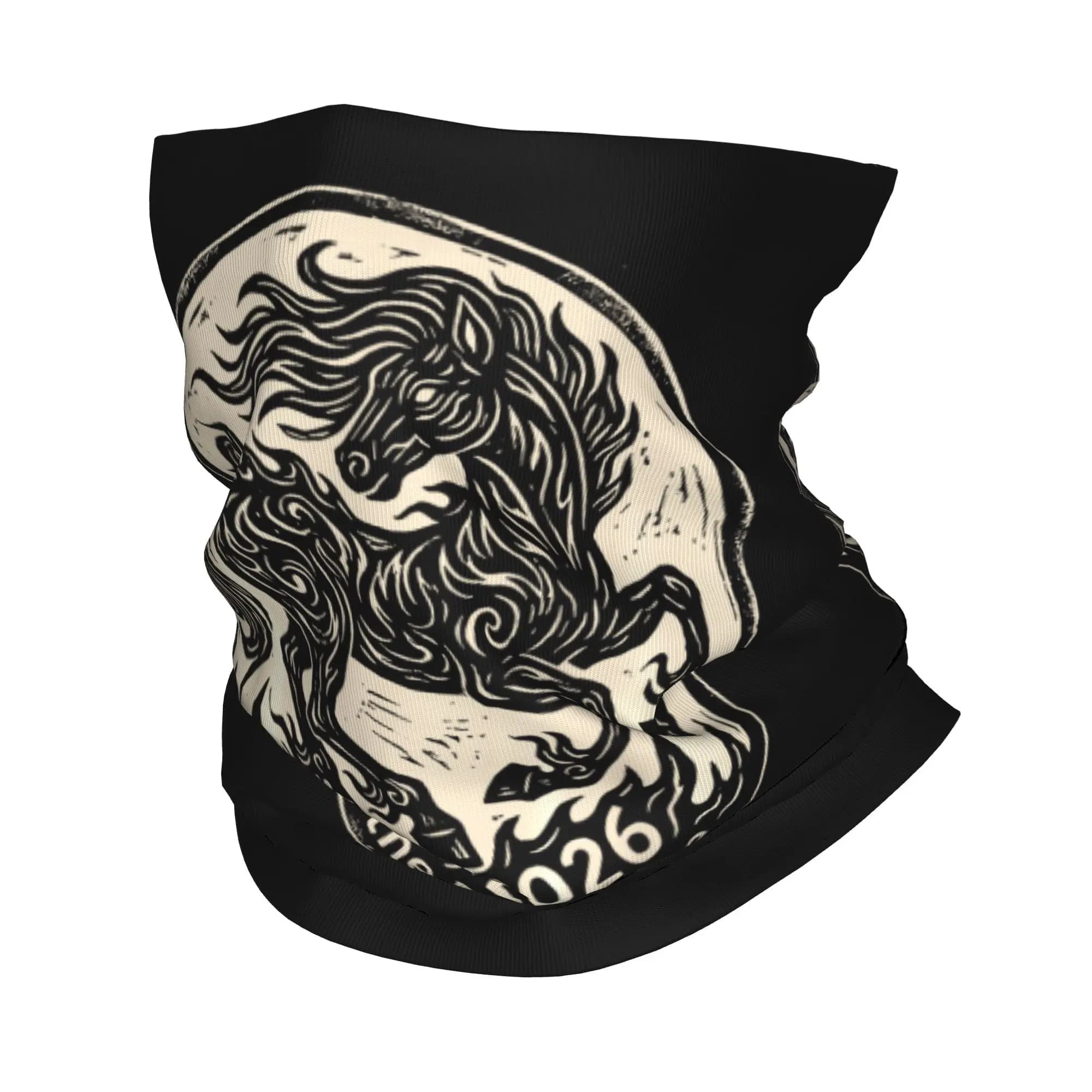 1966 2026 Anno del Cavallo di Fuoco 60° Anniversario Bandana Scaldacollo Balaclava Maschera Sciarpa Stampa Zodiaco Fascia per la Testa Calda Unisex Adulto