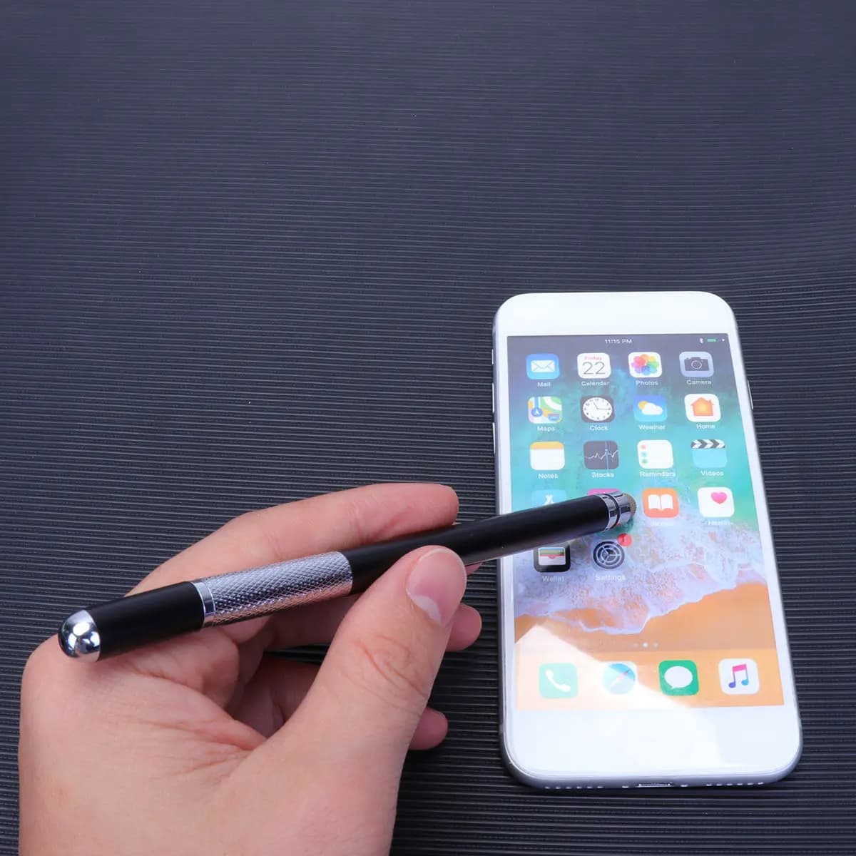 Black Metal Double End Capacitive Stylus Pen Disc Touchscreen for Phone Tablet Drawing Note Taking Handwriting Gaming