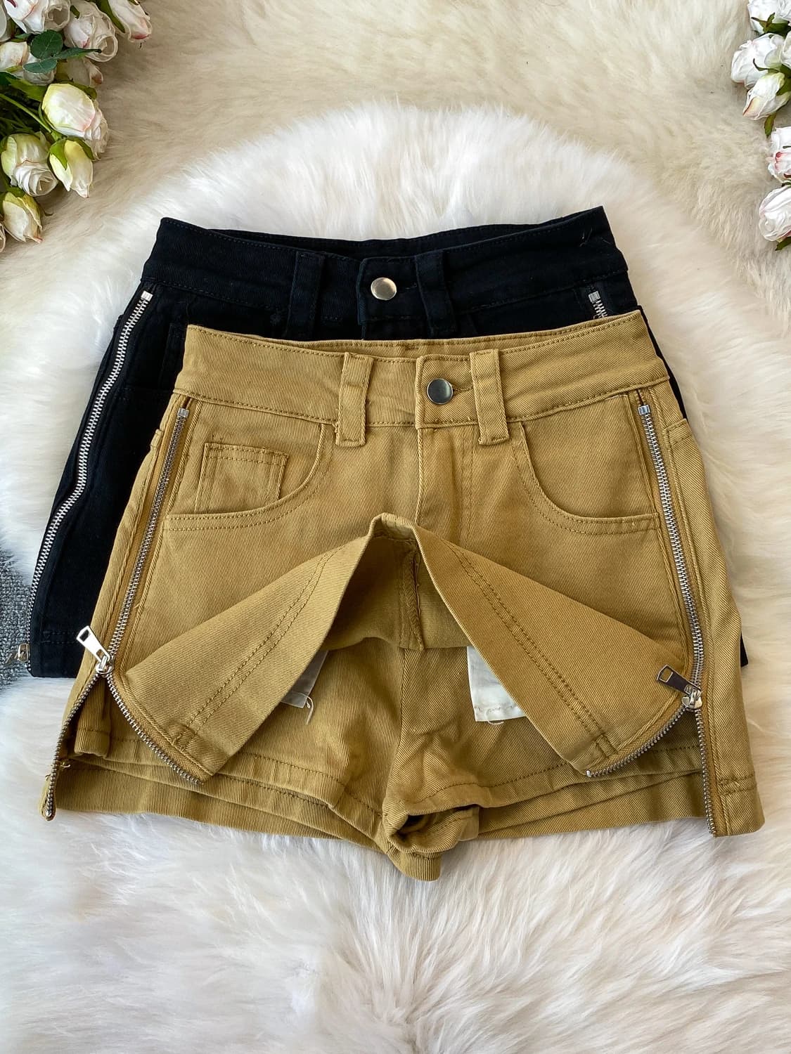 Jeans a Vita Alta e Gamba Larga Color Kaki, Nuovo Stile Primavera-Estate per Donne, Design Snellente e Vitalizzante con Cerniera, Pantaloni a Gonna
