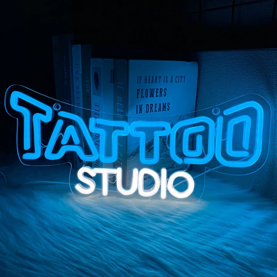 Insegna al neon per studio di tatuaggi, luci a lettere a LED fatte a mano, alimentate tramite USB, utilizzate per saloni di tatuaggi, barre di birra, garage, decorazioni per grotte d'uomo.