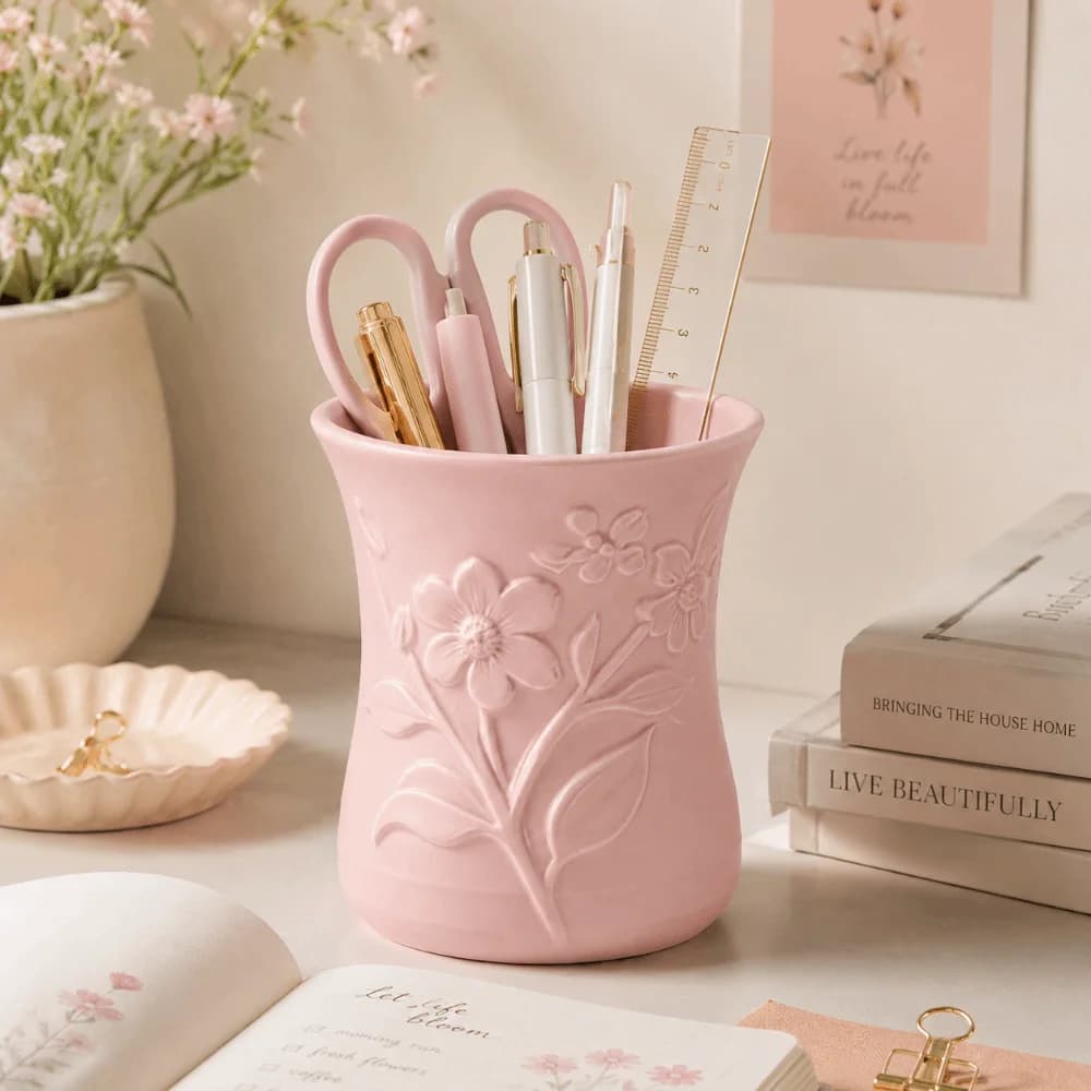 3D Printed Flower Vase Raised Patterns Multi Functional Storage Box Desk Decoration Ornaments Cosmetics Storage Rack