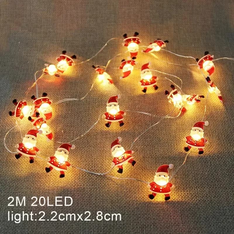 Christmas Fairy Lights Snowman LED String Garland, Battery Operated Warm White Ornament for Bedroom Window Tree Party Gift