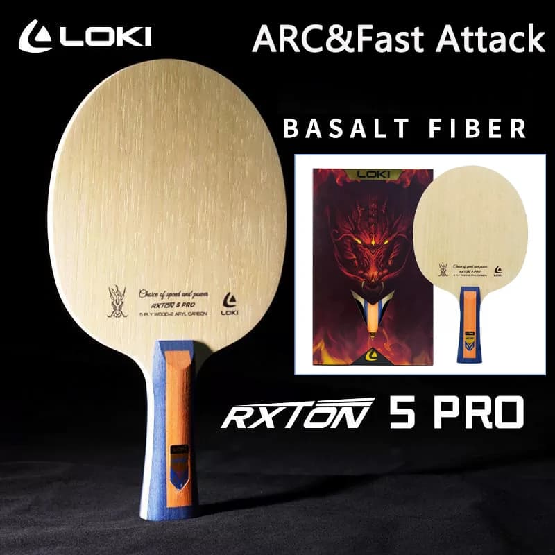 LOKI RXTON 5 Pro Ping Pong Rack 5 Wood 2 Carbon Quick Attack and Arc Type OFF + Ping Pong Paddle for Advanced Player Training