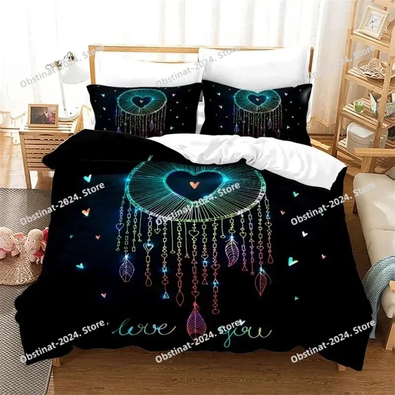 Dreamcatcher Bohemia Mandala Feathers Bedding Set Boys Girls Twin Queen Size Duvet Cover Pillowcase Bed Kids Adult